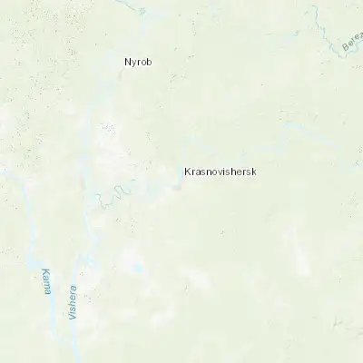 Map showing location of Krasnovishersk (60.407830, 57.081990)