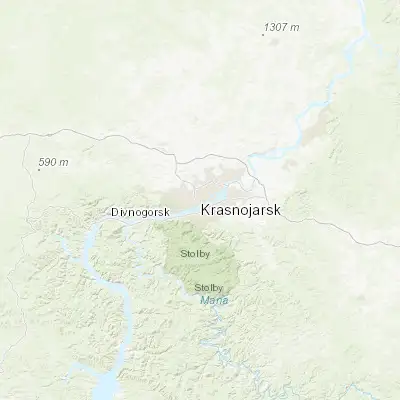 Map showing location of Krasnoyarsk (56.018390, 92.867170)