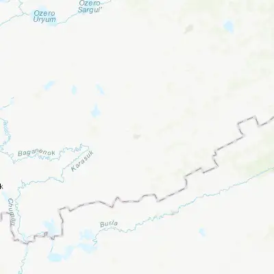 Map showing location of Krasnozërskoye (53.982770, 79.237350)