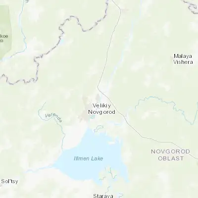 Map showing location of Krechevitsy (58.617030, 31.401010)