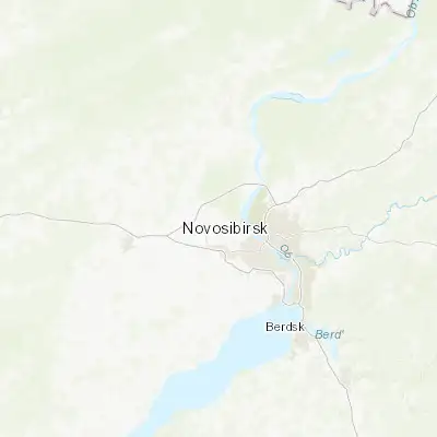 Map showing location of Krivodanovka (55.088100, 82.655100)