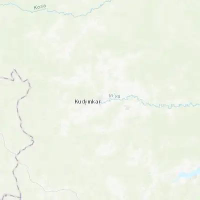 Map showing location of Kudymkar (59.013060, 54.655560)