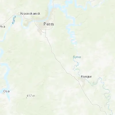Map showing location of Kukushtan (57.646400, 56.495200)