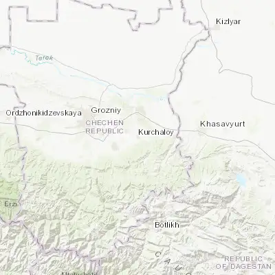Map showing location of Kurchaloy (43.201840, 46.088100)