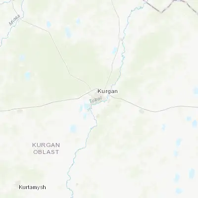 Map showing location of Kurgan (55.450000, 65.333330)