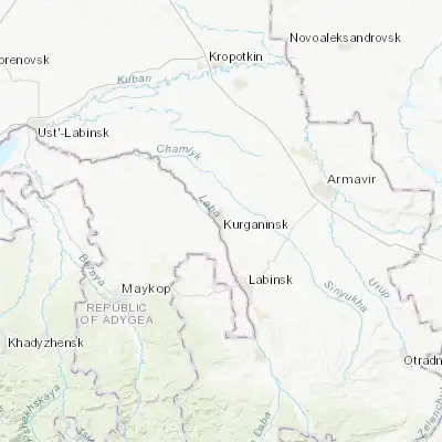 Map showing location of Kurganinsk (44.880000, 40.598610)