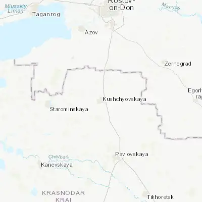 Map showing location of Kushchëvskaya (46.559900, 39.632100)