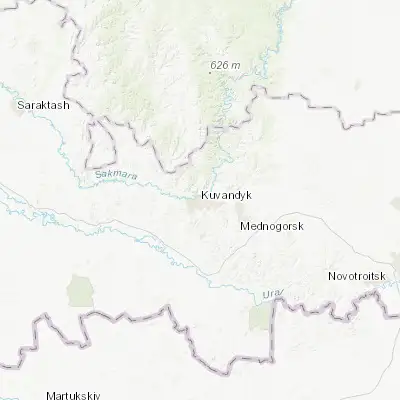 Map showing location of Kuvandyk (51.478100, 57.355200)