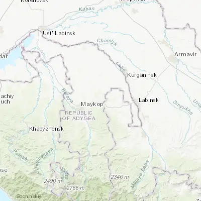 Map showing location of Kuzhorskaya (44.675120, 40.310320)