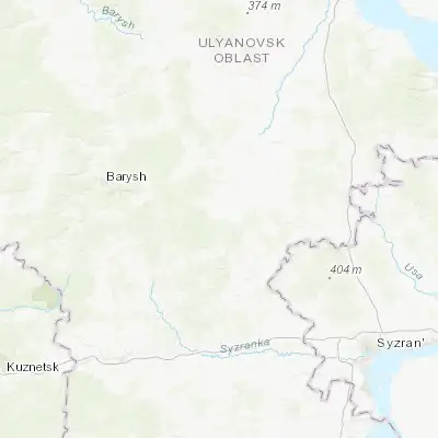Map showing location of Kuzovatovo (53.546810, 47.686590)