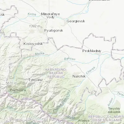 Map showing location of Kyzburun Pervyy (43.651670, 43.395000)