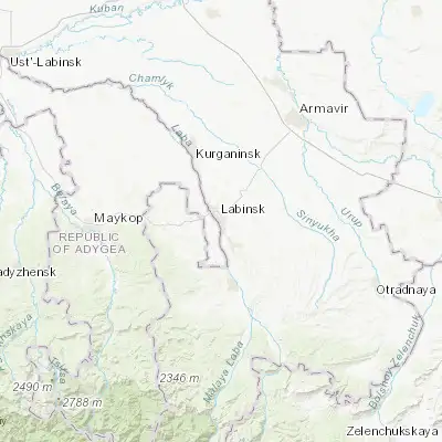 Map showing location of Labinsk (44.634170, 40.735560)