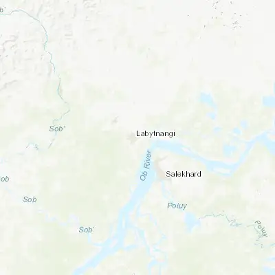 Map showing location of Labytnangi (66.657220, 66.418330)