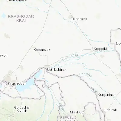 Map showing location of Ladozhskaya (45.309020, 39.938030)