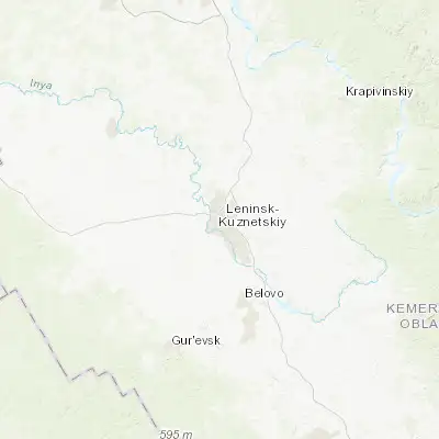 Map showing location of Leninsk-Kuznetsky (54.656700, 86.173700)