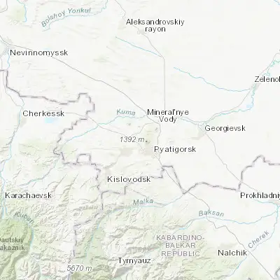 Map showing location of Lermontov (44.106670, 42.973330)
