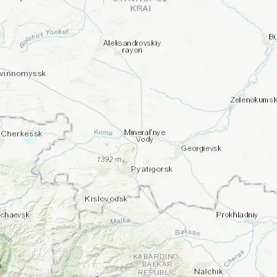 Map showing location of Levokumka (44.231670, 43.150000)