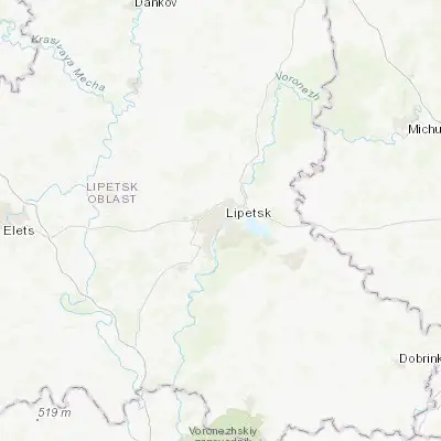 Map showing location of Lipetsk (52.603110, 39.570760)