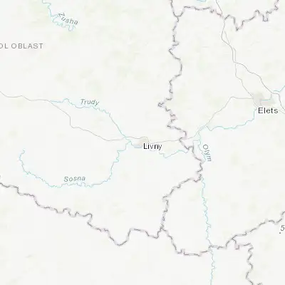 Map showing location of Livny (52.425340, 37.606890)
