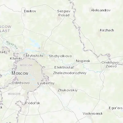 Map showing location of Losino-Petrovskiy (55.869590, 38.200650)