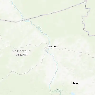 Map showing location of Mariinsk (56.213890, 87.747220)