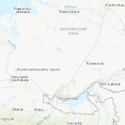 Map showing location of Medvedovskaya (45.451510, 39.024850)