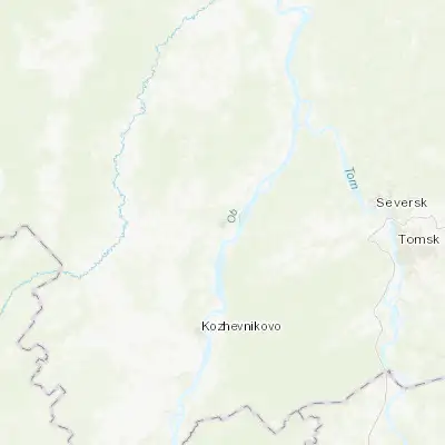 Map showing location of Mel’nikovo (56.557380, 84.083500)