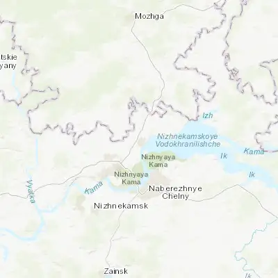 Map showing location of Mendeleyevsk (55.908190, 52.290470)
