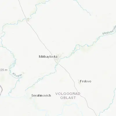 Map showing location of Mikhaylovka (50.060000, 43.237900)