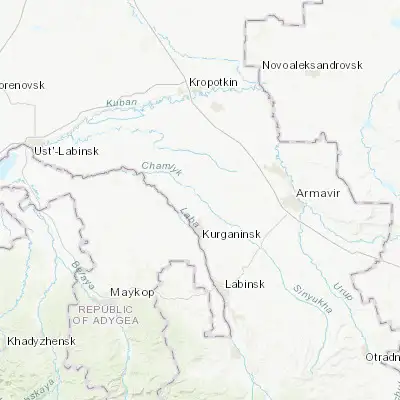 Map showing location of Mikhaylovskaya (44.994720, 40.596390)