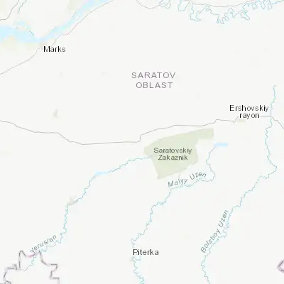 Map showing location of Mokrous (51.237300, 47.513700)