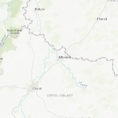 Map showing location of Mtsensk (53.276570, 36.573340)