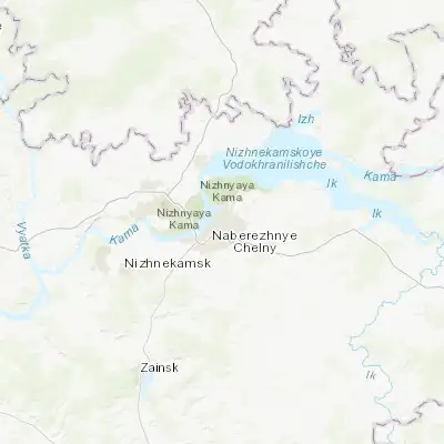 Map showing location of Naberezhnyye Chelny (55.725450, 52.411220)