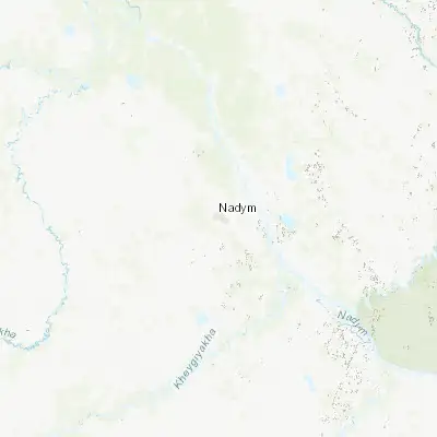 Map showing location of Nadym (65.533330, 72.516670)