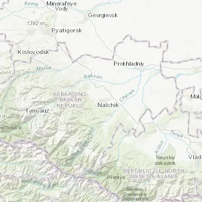Map showing location of Nalchik (43.498060, 43.618890)