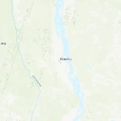 Map showing location of Namtsy (62.719590, 129.667220)