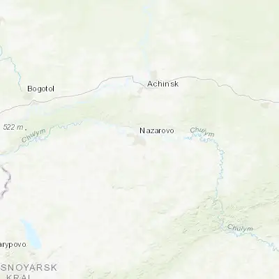 Map showing location of Nazarovo (56.010400, 90.401100)