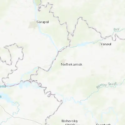 Map showing location of Neftekamsk (56.092000, 54.266100)