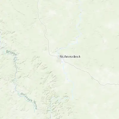 Map showing location of Nizhneudinsk (54.907600, 99.027600)