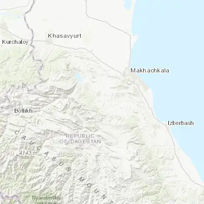 Map showing location of Nizhneye Kazanishche (42.763690, 47.160270)