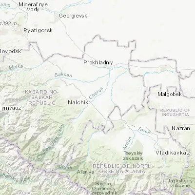 Map showing location of Nizhniy Cherek (43.513060, 43.913890)