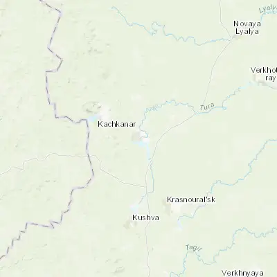 Map showing location of Nizhnyaya Tura (58.629300, 59.811800)