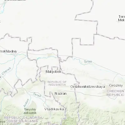 Map showing location of Nogamerzin-Yurt (43.653610, 44.888890)