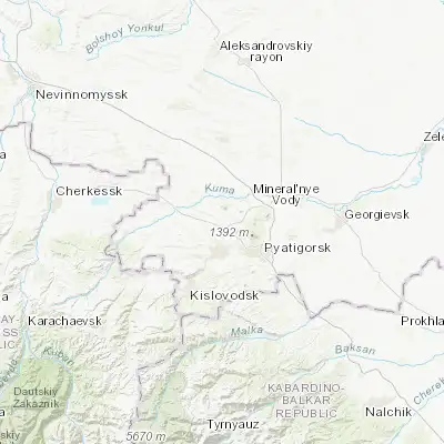 Map showing location of Novoblagodarnoye (44.143330, 42.875000)
