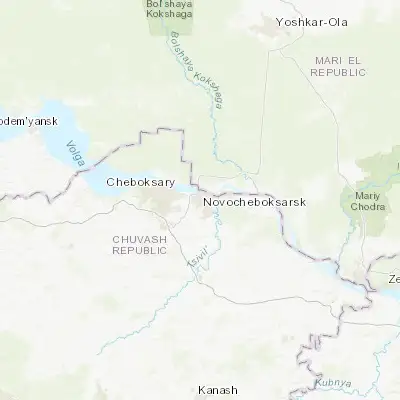 Map showing location of Novocheboksarsk (56.110950, 47.477550)