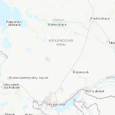 Map showing location of Novokorsunskaya (45.640800, 39.146410)