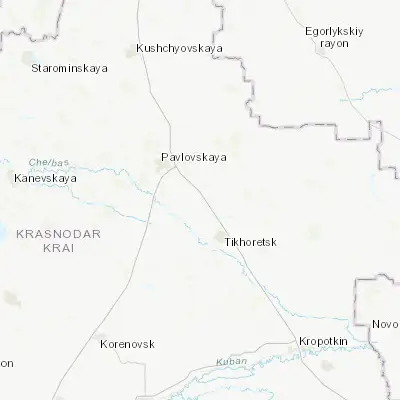 Map showing location of Novoleushkovskaya (45.995600, 39.992100)