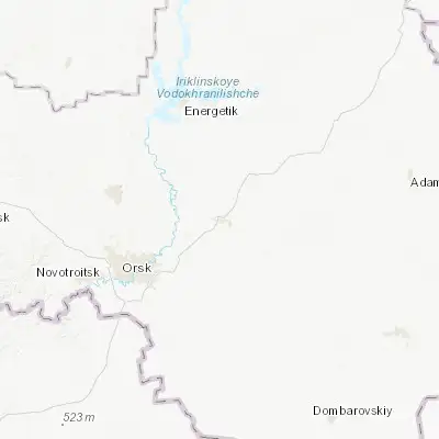 Map showing location of Novoorsk (51.381000, 58.981300)