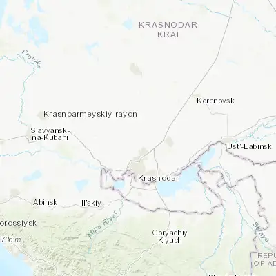Map showing location of Novotitarovskaya (45.237560, 38.980590)