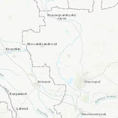 Map showing location of Novotroitskaya (45.326670, 41.525280)